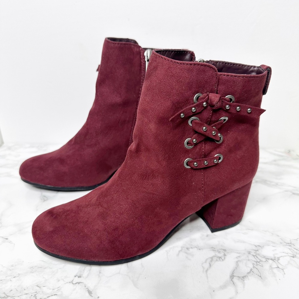 Circus Sam Edelman Vinnie Port Wine Ankle Boots Size 6.5 Burgundy Lace Up
